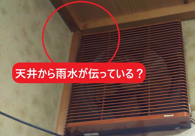 雨漏り原因　天井から雨水が伝ってきている疑いがある